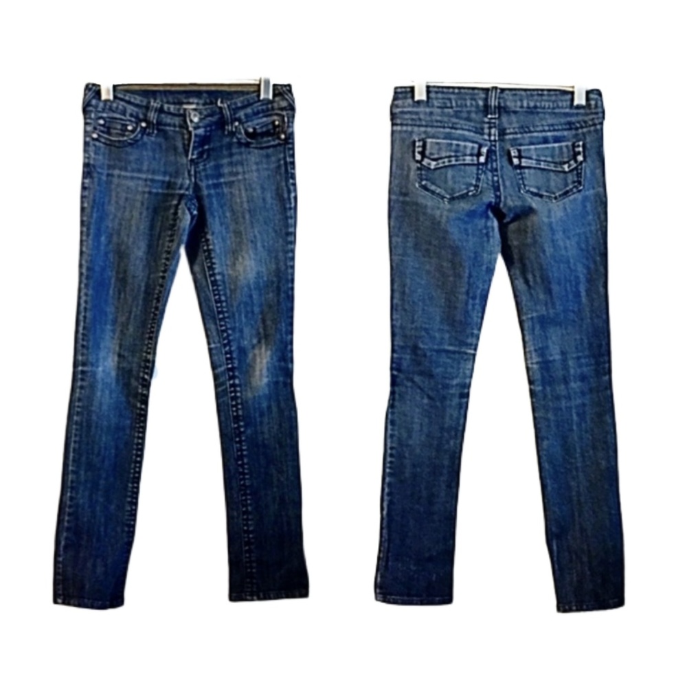 DARK DENIM LOW RISE SKINNY JEANS